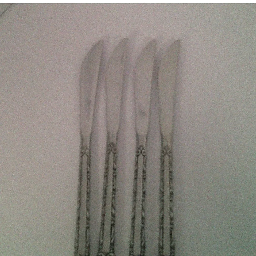 Ekco Eterna‎ Stainless Steel Butter Knives Set of 4 Japan Vintage Floral Pattern